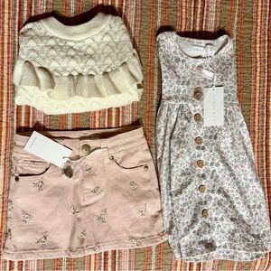 Jamie Kay Floral Button Dress, Cream and Dusty Pink Set